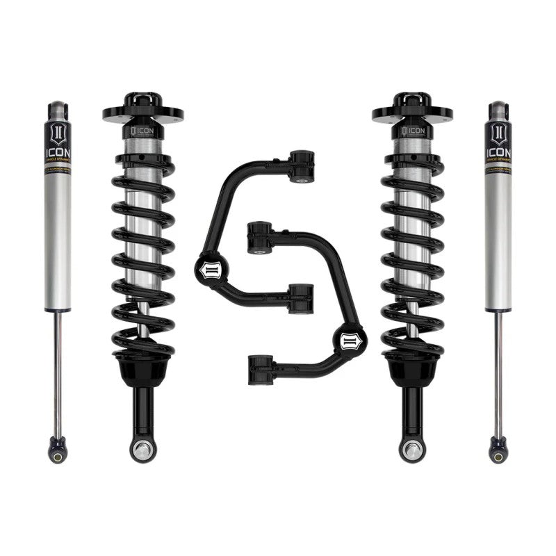 ICON Stage 1 suspension system including adjustable coilovers, tubular UCAs with Delta Joint PRO, and rear IFP shocks.
