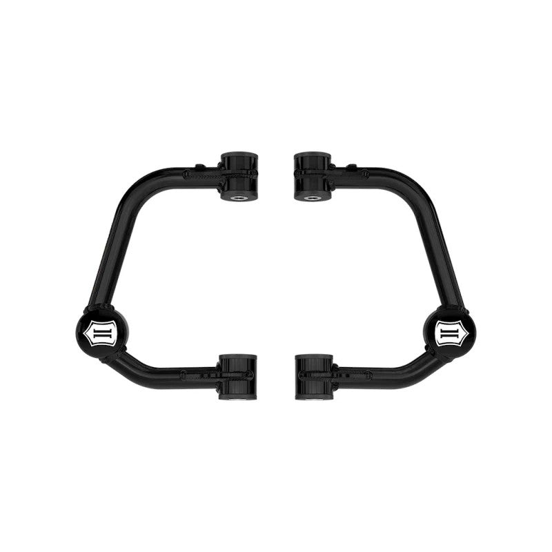 ICON black powder coated tubular upper control arms with Delta Joint PRO for 2021-2025 Ford F-150