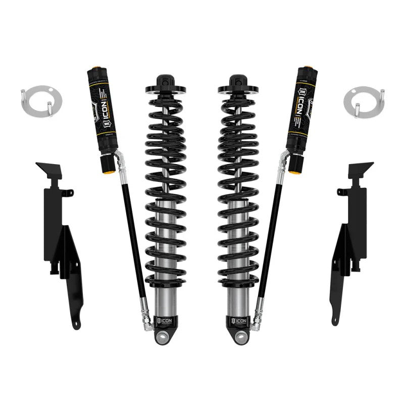 ICON V.S. 2.5 Series rear remote reservoir coilovers with CDEV and triple-rate springs for 2021-2023 Ford Bronco.