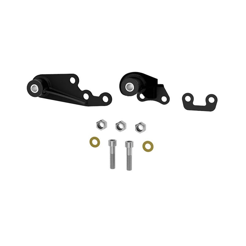 ICON Vehicle Dynamics front differential drop kit featuring black powder-coated steel brackets and polyurethane bushings.