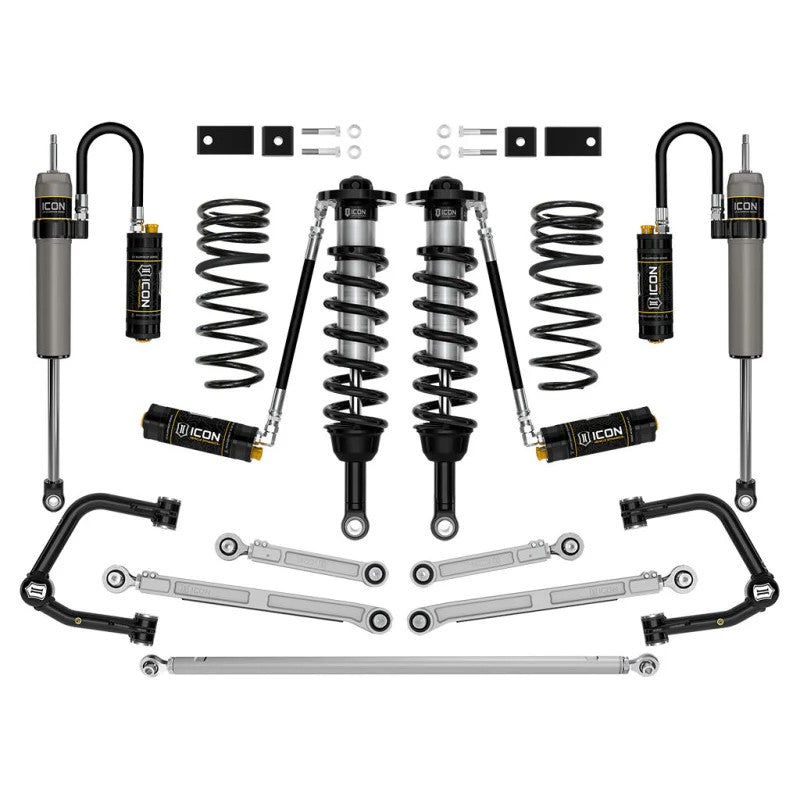 ICON Stage 10 suspension system with 2.5 remote reservoir shocks, tubular control arms, and rear links for Toyota Sequoia.