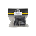 ICON Vehicle Dynamics replacement bushing and sleeve kit featuring polyurethane bushings and zinc-plated steel sleeves.