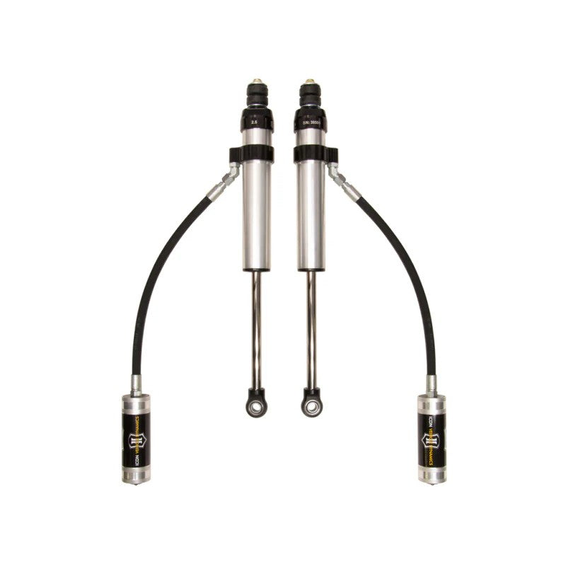 ICON V.S. 2.5 Series aluminum remote reservoir rear shocks with 7/8 inch shafts for 1991-2007 Toyota Land Cruiser.