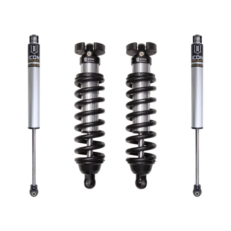ICON Vehicle Dynamics Stage 1 suspension kit featuring front coilovers and rear 2.0 aluminum series shocks.