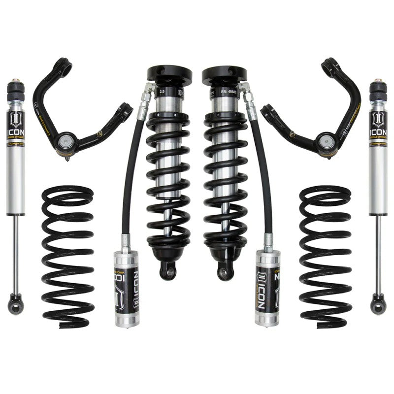 ICON Stage 3 suspension system featuring front remote reservoir coilovers, tubular UCAs, and rear shocks for 96-02 4Runner.