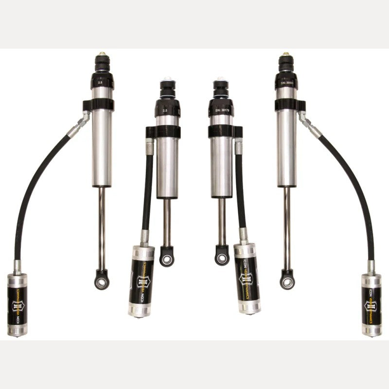 ICON 2.5 Aluminum Series Stage 2 front and rear remote reservoir shocks for 1998-2007 Toyota Land Cruiser