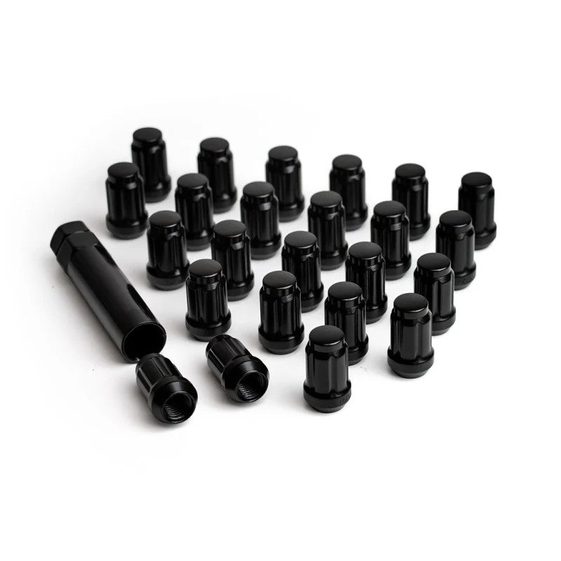 ICON Alloys 24-piece black splined lug nut kit with 12x1.5 threads and installation key.