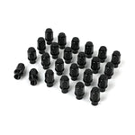 Set of 24 ICON Alloys black M14x1.5 closed-end lug nuts with extended thread shanks and conical seats.