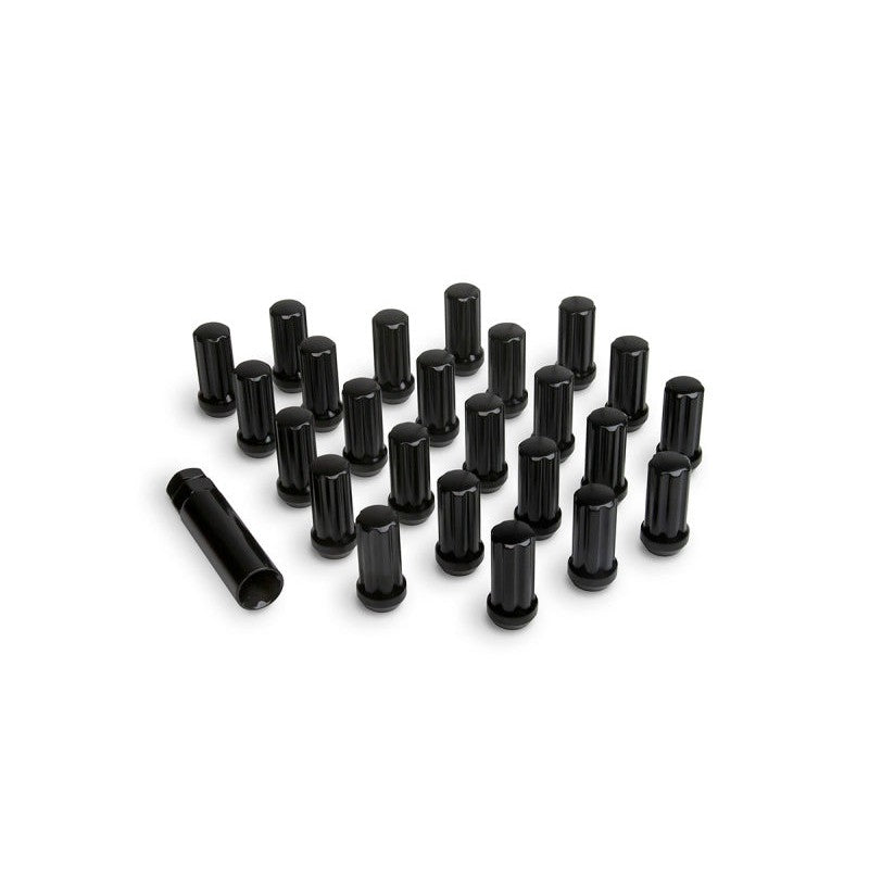 ICON Alloys 24-piece black splined lug nut kit with 14x1.5 thread and matching splined key.