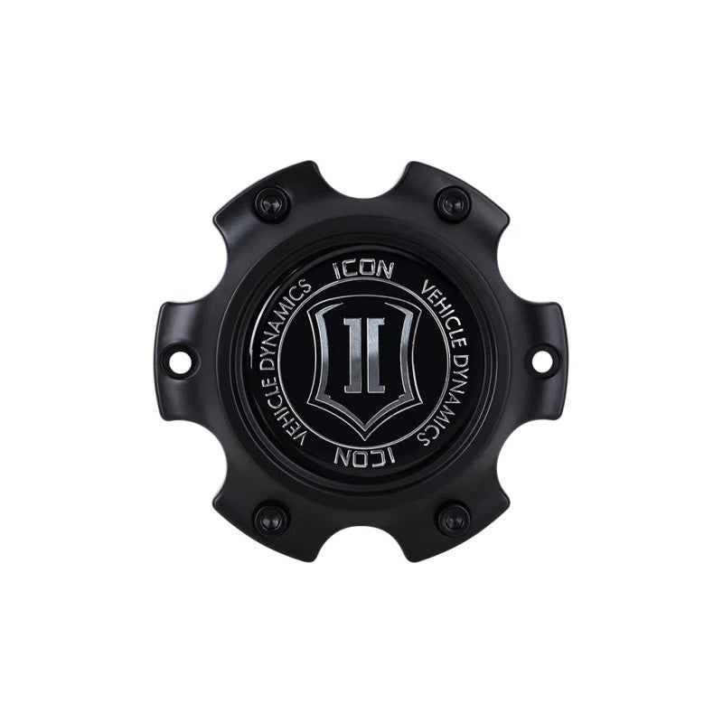 ICON Alloys low-profile black center cap for 17-inch Alpha Rebound and Compression 6x5.5 wheels.