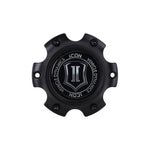 ICON Alloys low-profile black center cap for 17-inch Alpha Rebound and Compression 6x5.5 wheels.
