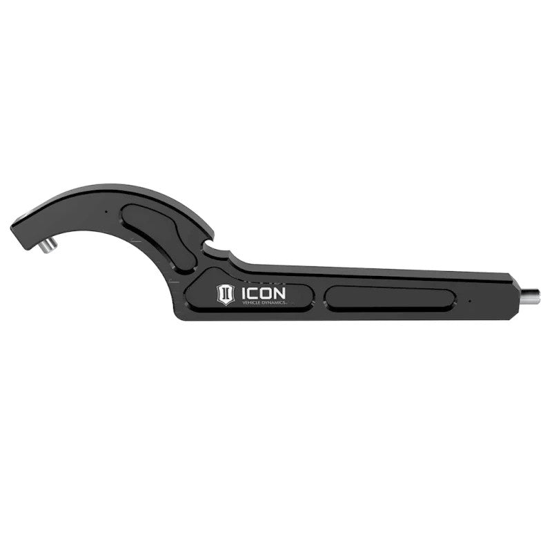 ICON billet aluminum spanner wrench showing 3/8 inch dowels and magnetic storage surface.