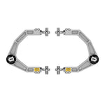 Satin anodized 6061 billet aluminum ICON upper control arms with Delta Joint Pro for 2021-2025 Ford F-150 Raptor.