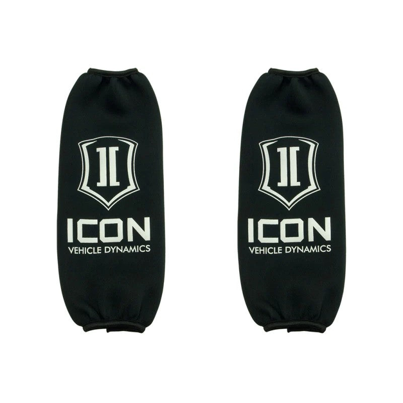 Black neoprene ICON 2.5 Series Long Shock Wraps with ICON Shield logo and Velcro closure.