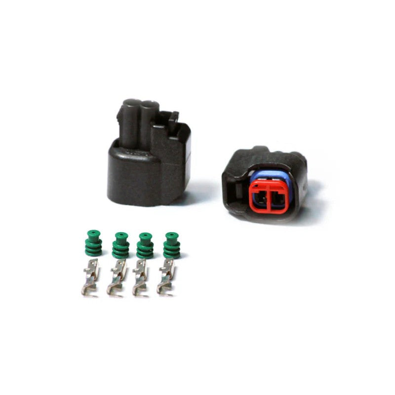 Injector Dynamics black plastic USCAR fuel injector female connector with metal terminals for wiring assembly