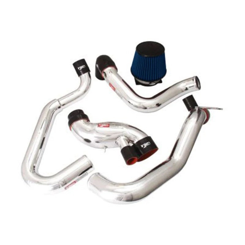 Polished Injen SP Series short ram intake and aluminum intercooler piping kit for 2003-2006 Mitsubishi Lancer Evolution.