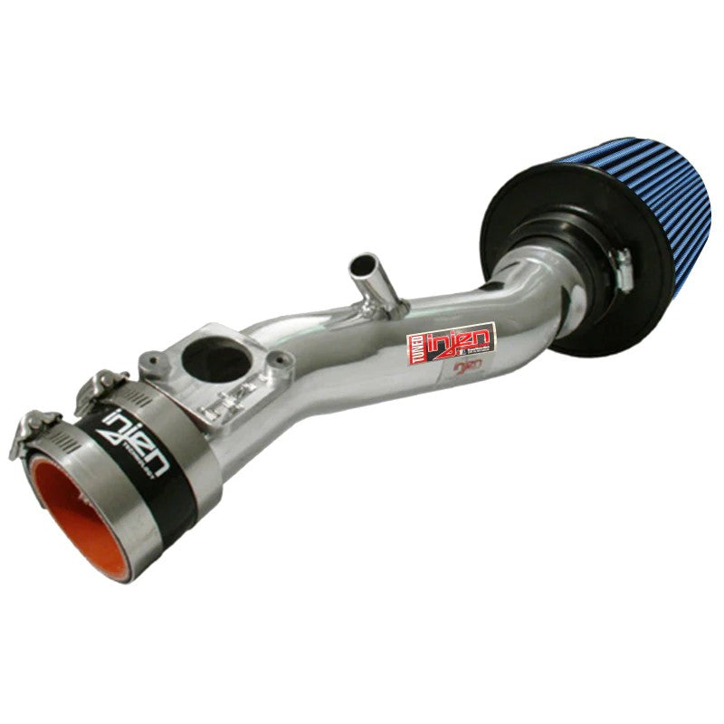 Polished aluminum Injen IS Performance short ram intake with blue SuperNano-Web dry filter for 2004-2006 Scion xB