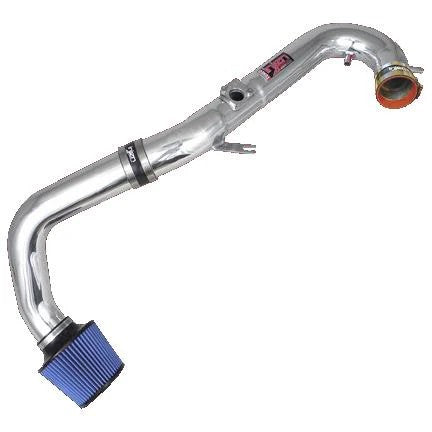 Polished Injen SP Series cold air intake system with mandrel-bent aluminum piping and red SuperNano-Web dry air filter.