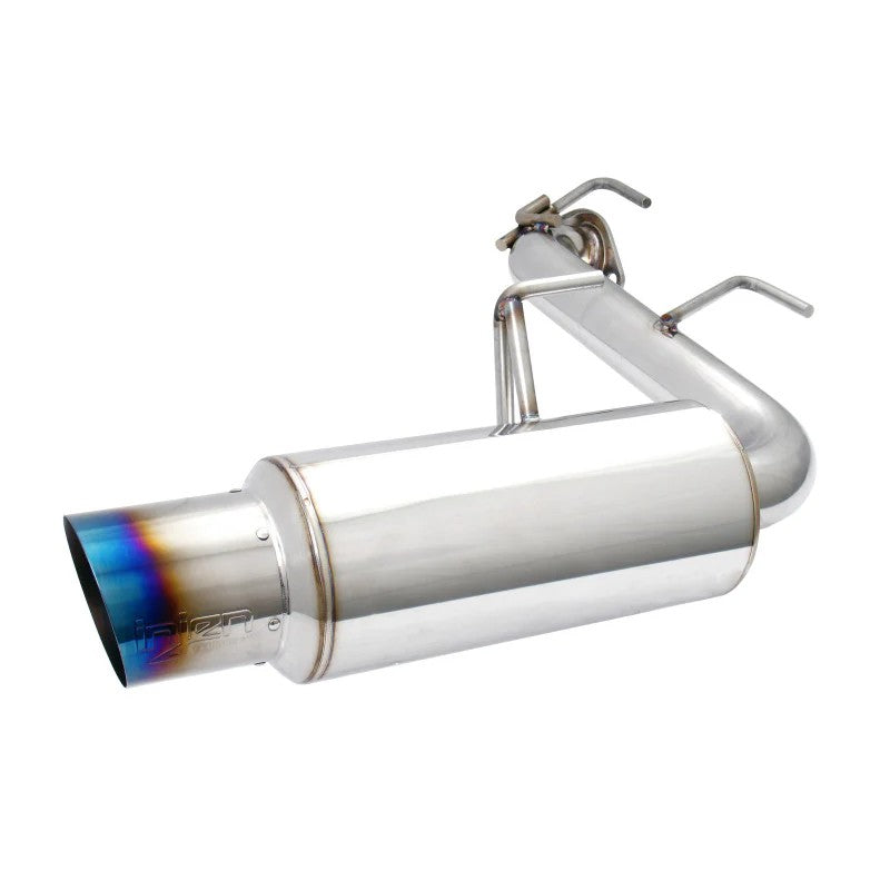 Injen SES 60mm stainless steel axle-back exhaust with a 4.5-inch burnt titanium tip for 2008-2011 Mitsubishi Lancer.