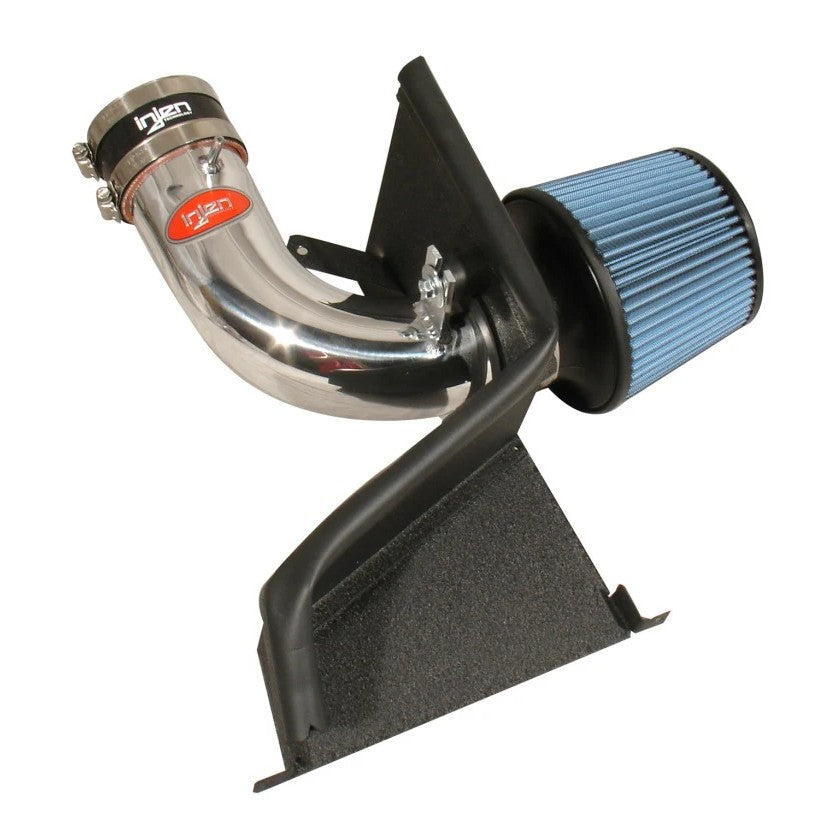 Polished Injen SP 6061-T6 aluminum intake tube with SuperNano-Web dry filter and heat shield for 2.0L VW engines.