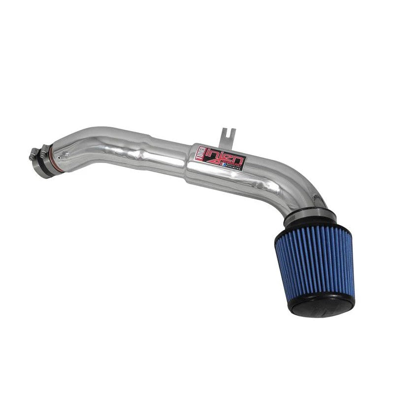 Polished aluminum Injen SP short ram intake for Nissan Juke 1.6L with red dry air filter and mounting hardware.