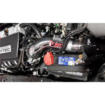 Polished 6061-T6 aluminum Injen SP Series cold air intake system with dry filter and battery relocation kit.