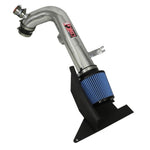 Injen SP Series polished 6061-T6 aluminum short ram intake with black heat shield and blue SuperNano-Web dry air filter.
