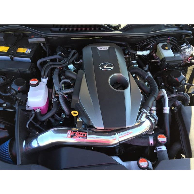 Polished Injen SP Series short ram air intake with SuperNano-Web dry filter and custom heat shield for Lexus 2.0L
