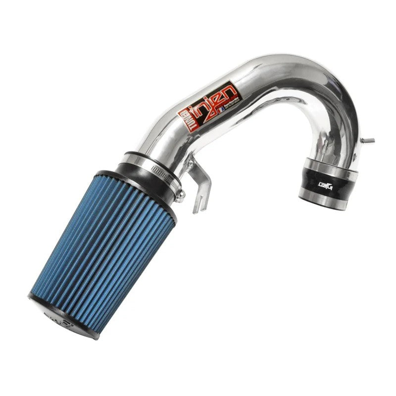 Polished Injen SP Series cold air intake with blue SuperNano-Web dry filter for 2016-2018 Audi A6 2.0L
