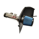 Polished 6061-T6 aluminum Injen Power-Flow intake tube with SuperNano-Web dry filter and black powder-coated heat shield.