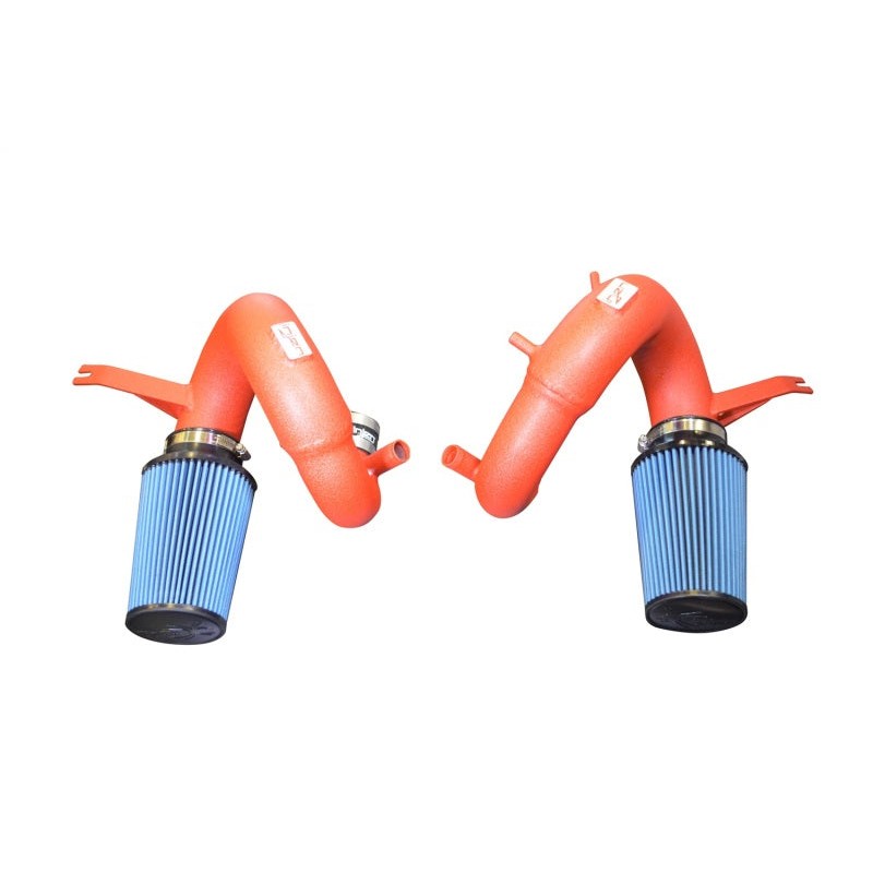 Injen Wrinkle Red aluminum short ram air intake with dual dry filters for 2018-2023 Kia Stinger 3.3L