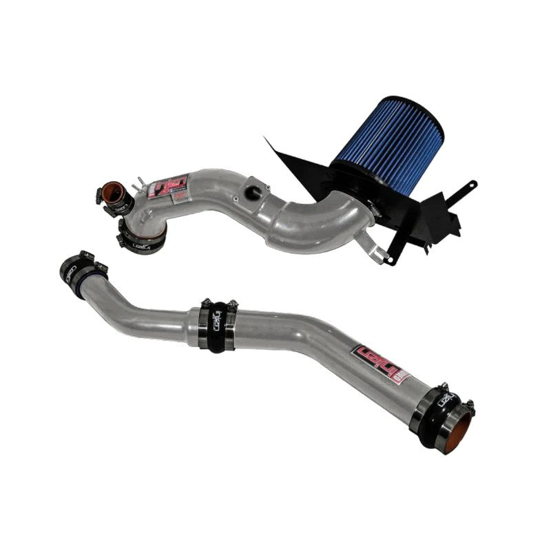 Polished Injen SP Series short ram intake with dry filter and heat shield for 2008-2015 Mitsubishi Lancer Evolution.