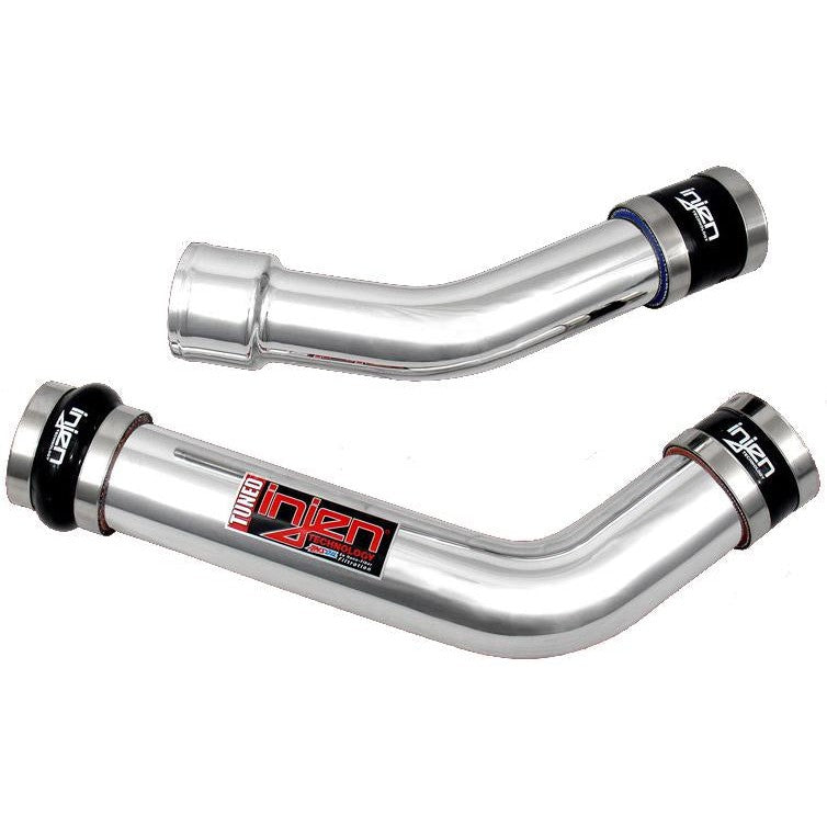 Polished 6061-T6 aluminum upper intercooler pipe kit with silicone couplers and clamps for 2009-2012 Lancer Ralliart.