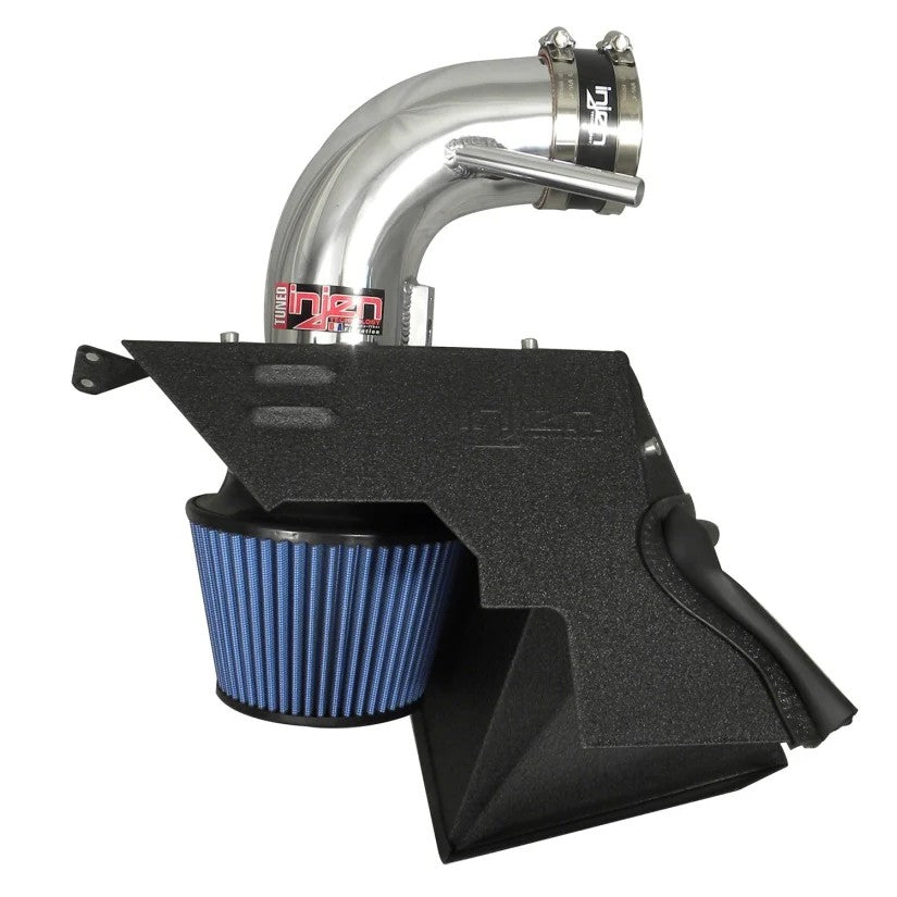 Injen SP Series polished aluminum short ram intake tube with black heat shield and dry air filter for Hyundai Genesis Coupe