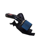 Polished 2.75-inch 6061-T6 aluminum short ram air intake with red SuperNano-Web dry filter and custom heat shield.