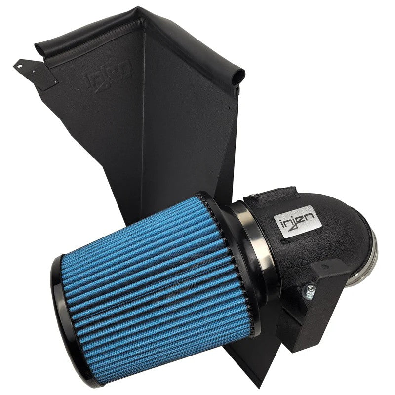 Injen SP Series wrinkle black 4 inch aluminum intake tube with dry air filter and custom heat shield for BMW B58 engine