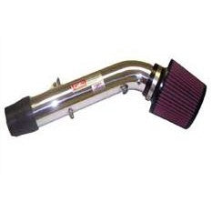 Polished Injen IS2200P short ram air intake with blue SuperNano-Web dry filter and T6-6061 aluminum tubing.