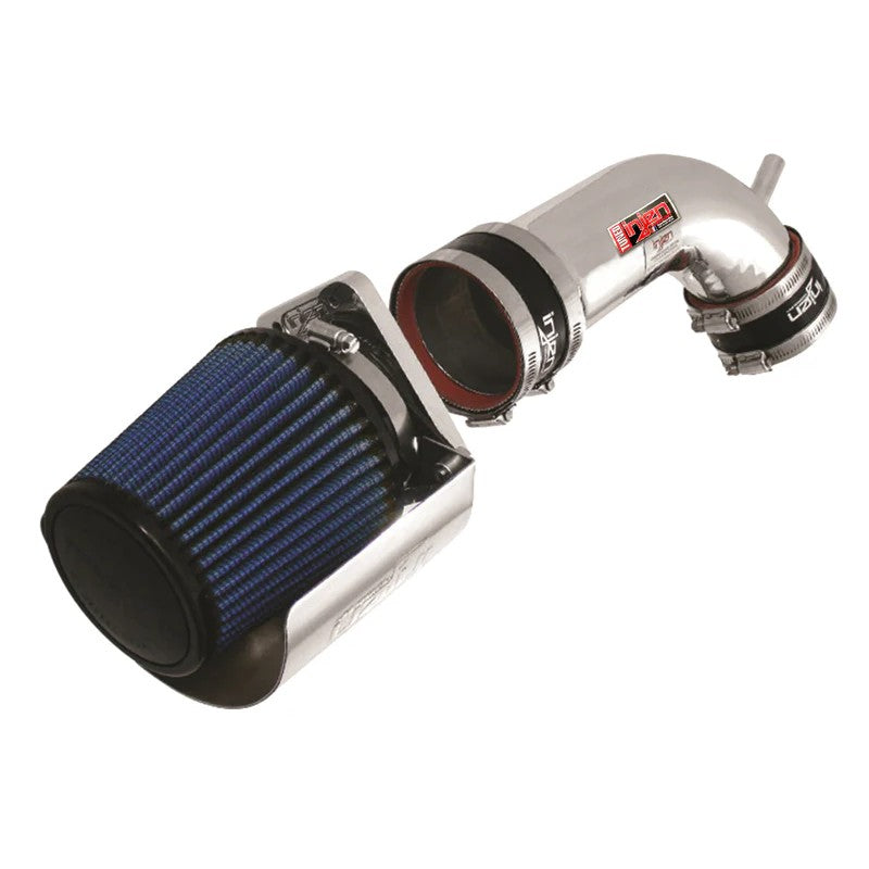 Injen IS Performance polished aluminum short ram intake with SuperNano-Web dry air filter and black heat shield.