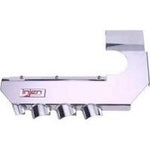 Polished aircraft-grade aluminum air filter heat shield with adjustable mounting brackets for Injen HS5000P.