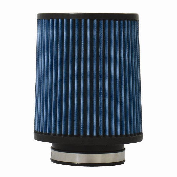 Injen SuperNano-Web conical dry air filter with a 3.5-inch flange and stainless steel band clamp.