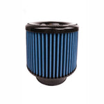 Injen SuperNano-Web blue dry conical air filter with 3.50-inch flange and stainless steel clamp.