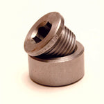 Innovate Motorsports 3735 mild steel 1/2 inch shallow weld-on O2 sensor bung and matching hex head plug.