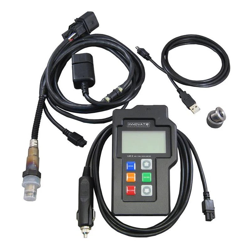 Innovate LM-2 Basic Kit handheld wideband air/fuel ratio meter with digital display and sensor cable.