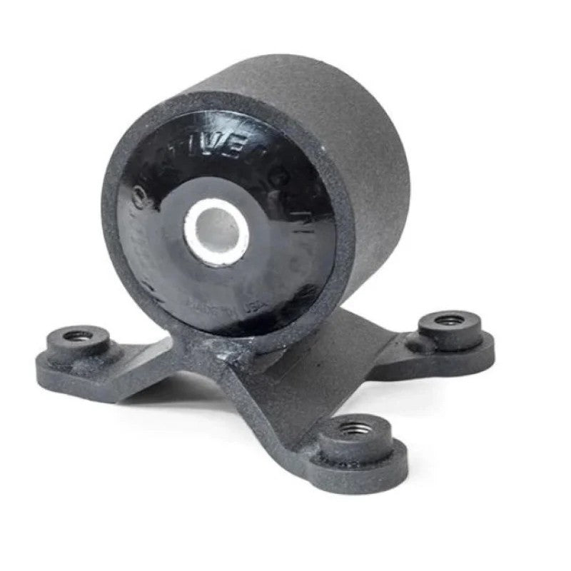Black powder-coated steel rear engine mount with a 75A polyurethane bushing for Honda Civic Si K-series swaps.