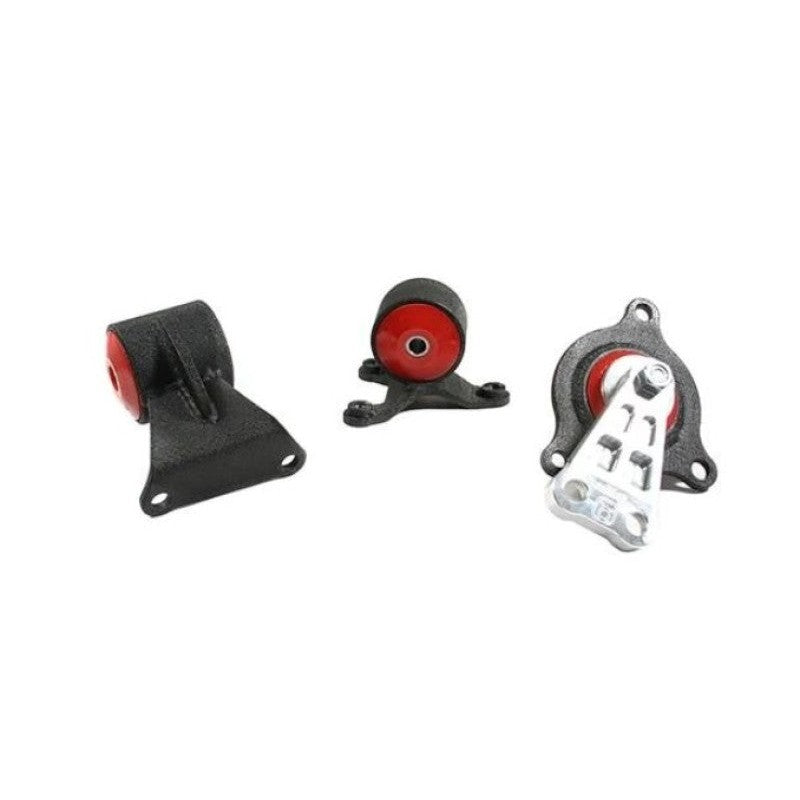 Innovative Mounts 90651-75A black billet aluminum engine mount kit with 75A bushings for Acura RSX Automatic.
