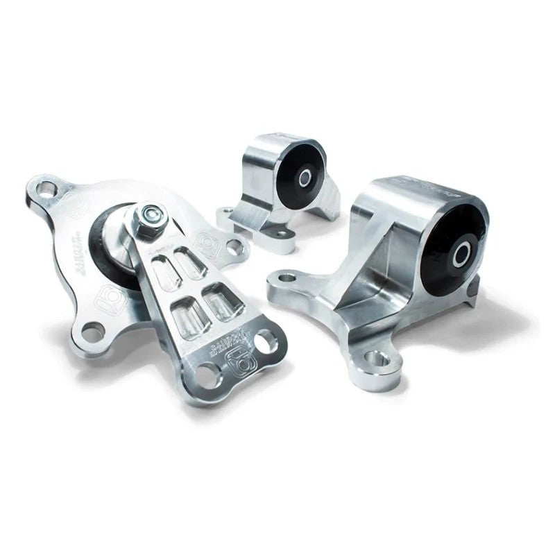 Silver billet aluminum engine mount kit with 95A bushings for 2002-2006 Acura RSX K-Series