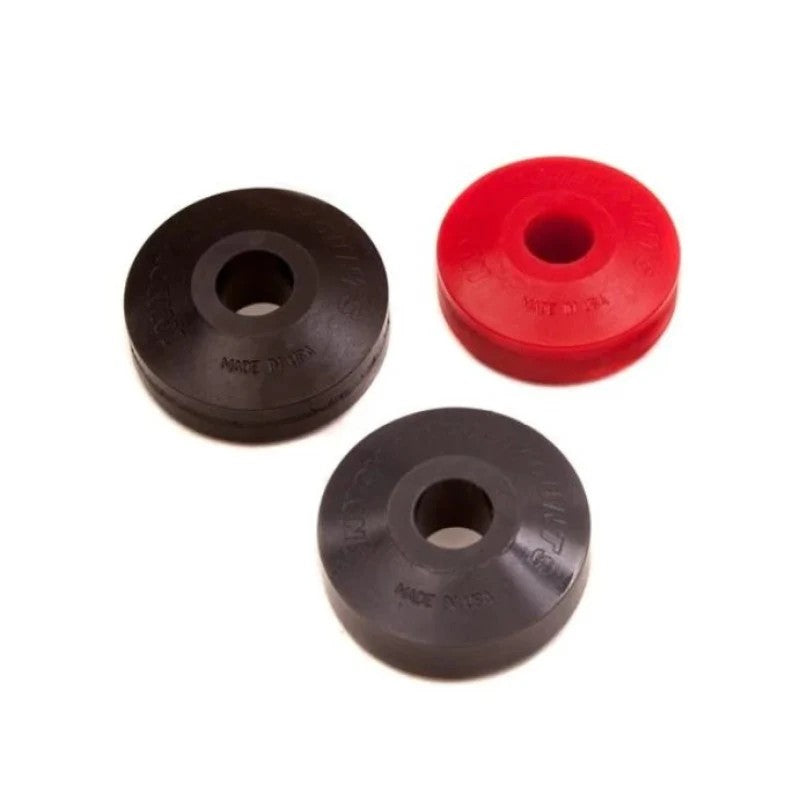 Pair of Innovative Mounts 85A durometer polyurethane replacement bushing inserts for steel engine mount kits.