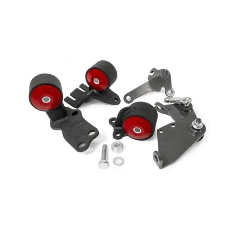 Innovative Mounts black powder-coated steel engine mounts for 1988-1991 Honda Civic B-Series swaps with 60A bushings.