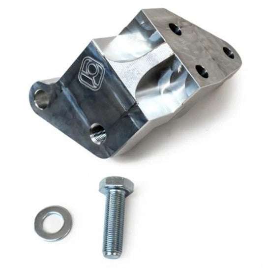 Silver CNC-machined aluminum 2-bolt engine post mount for Honda B-series engines