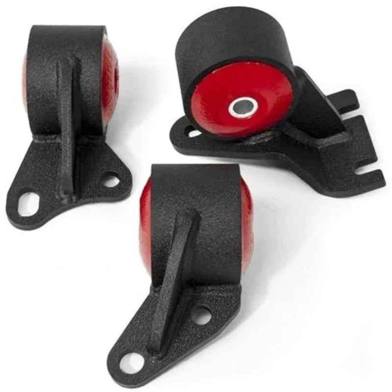 Innovative Mounts black powder coated steel engine mounts with 75A polyurethane bushings for 88-91 Honda Civic D-Series